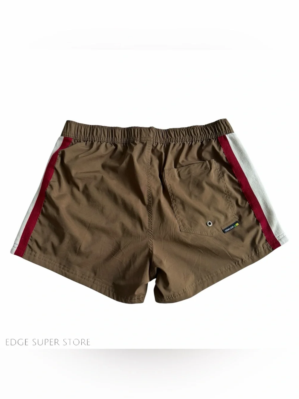 Osklen Brown Swim Trunks Shorts Mens Medium 31 Waist Stripe Lined Beach Surf